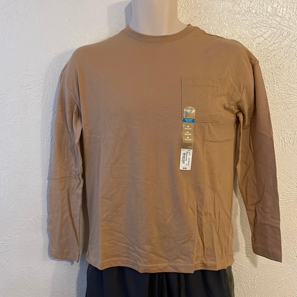 Thereabouts Boys Size M 10 12 Husky Long Sleeve T-Shirt Camel Basic NWT New